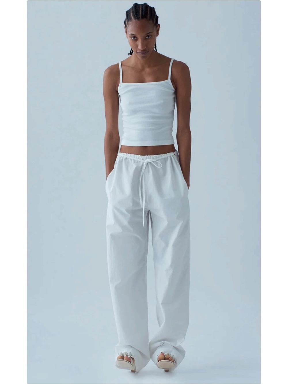 NU SWIM Rego Pants - White Organic Cotton Loose Fit Versatile Straight Leg Pants - Picture 2 of 14
